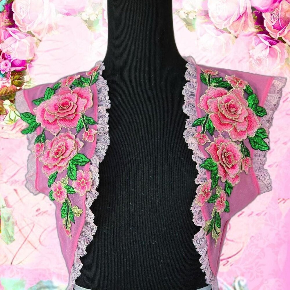 Vintage-Rose Embroidered Bolero | Roselani Jasmin | Size Small
